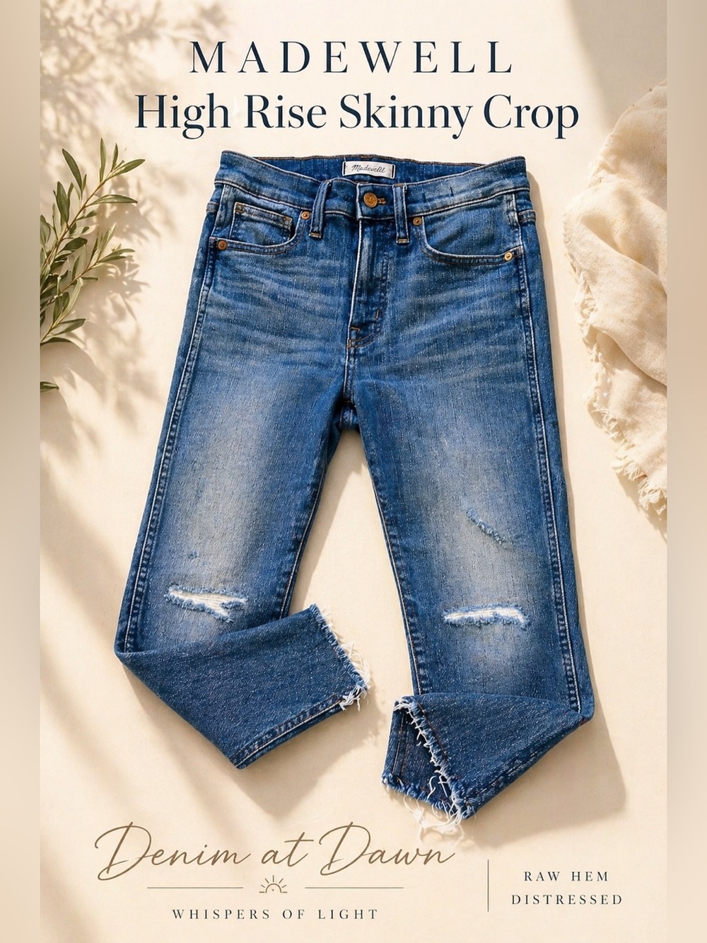 Madewell High Rise Skinny Crop Jeans Raw Hem Distressed 27